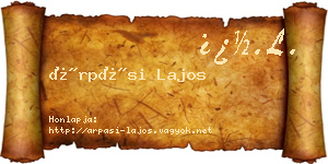 Árpási Lajos névjegykártya
